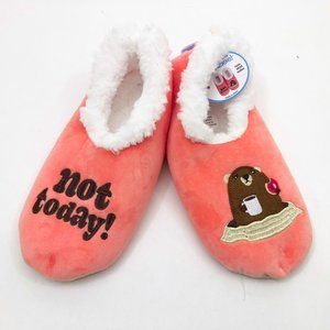 NWT Snoozies Women's Not Today Groundhog Coffee & Donut Medium 7/8